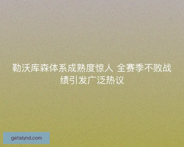 勒沃库森体系成熟度惊人 全赛季不败战绩引发广泛热议
