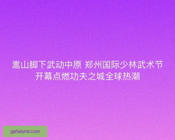 嵩山脚下武动中原 郑州国际少林武术节开幕点燃功夫之城全球热潮
