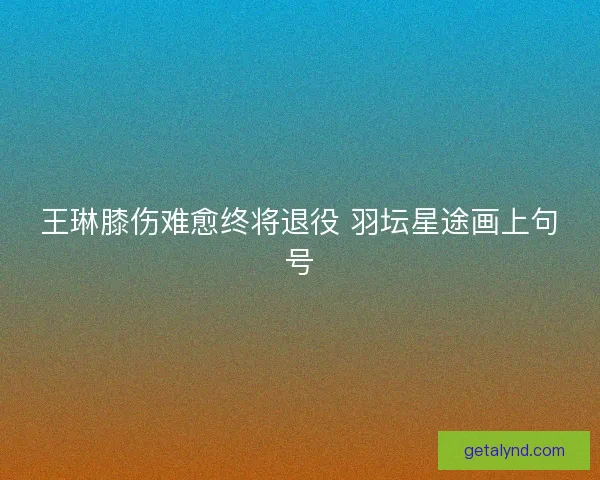 王琳膝伤难愈终将退役 羽坛星途画上句号