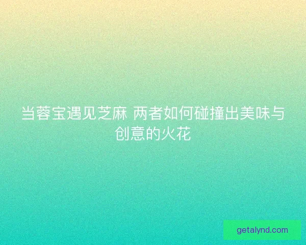 当蓉宝遇见芝麻 两者如何碰撞出美味与创意的火花 当蓉宝遇见芝麻 两者如何碰撞出美味与创意的火花